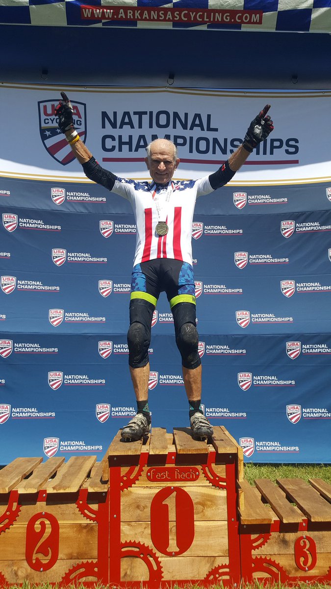 usacycling's tweet image. 84 is the new 30. Fred Schmid is our 80-84 #marathon #mtbnats champion. He's taking home his 21st jersey. #mtb #bikersdontage #legend
