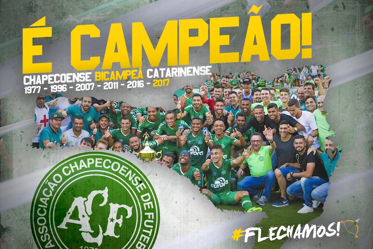 ÉÉÉ CAAAAAAMPEÃOOOOOOOOOOOOO!!! 🏹⚽️🏆
A Chapecoense é BiCampeã Catarinense!!!
1977 - 1996 - 2007 - 2011 - 2016 - 2017
#VamosChape #Flechamos
