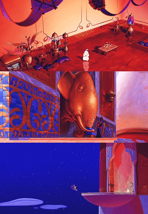 ronniedelcarmen's tweet photo. That deep ultramarine blue color theme again. Aladdin (1992) #Animation #Disney Jasmine and Al are so well drawn in that first image. https://t.co/YDvzB8mrMu