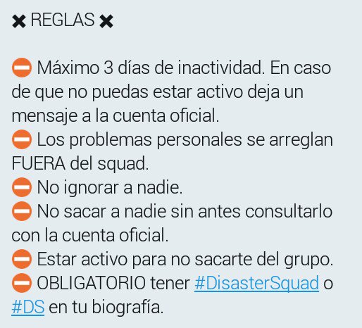 ✖DISASTER SQUAD✖
Deja tu mensaje para que estés adentro. ¡Te estamos esperando! 🔞SÓLO PARA ACTIVOS🔞.