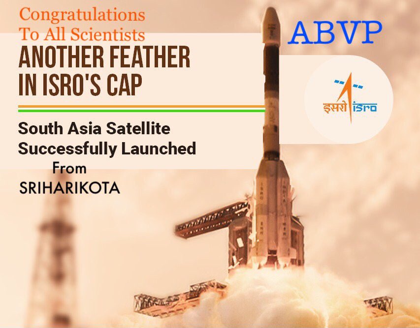 vaibhavarya9999's tweet photo. We congratulate team @isro for successfully launching #GSAT9 India's gift to neighbors #SAARK #ISRO https://t.co/ZY2yrj24EO