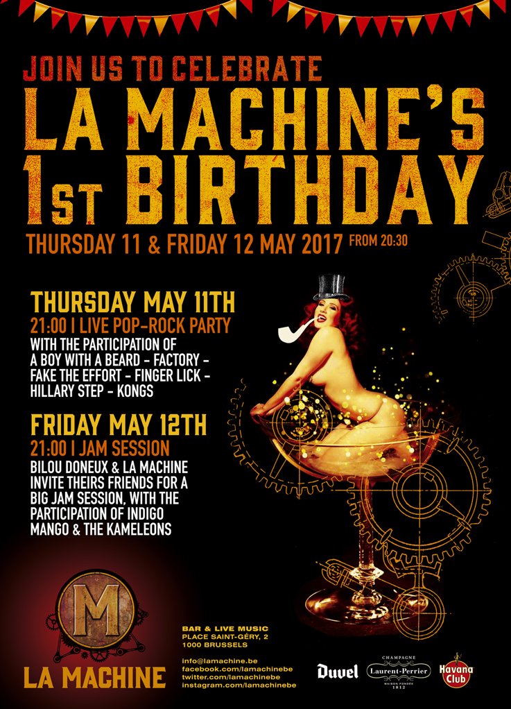 lamachinebe's tweet photo. Joins us to celebrate La Machine's 1st Birthday !
#livemusic  #lamachine #birthday #brussels #saintgery  #placesaintgery https://t.co/pCPuFIf4cv