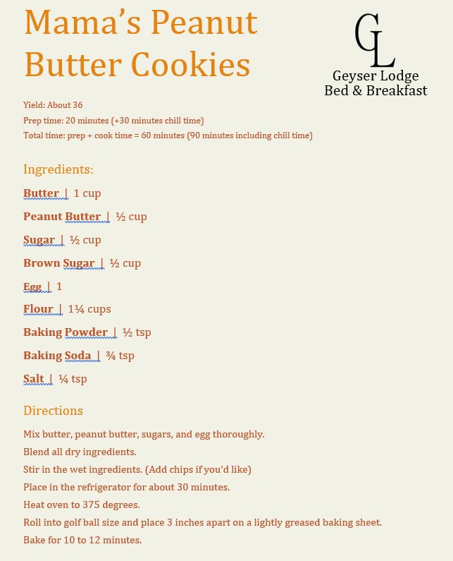 This weeks recipe is Mama's Peanut Butter Cookies
geyserlodge.com/recipe-of-the-…
<a href="/CIACulinary/">The CIA</a> <a href="/SaratogaDBA/">Downtown Saratoga</a> <a href="/SaratogaSprings/">Saratoga Springs</a>