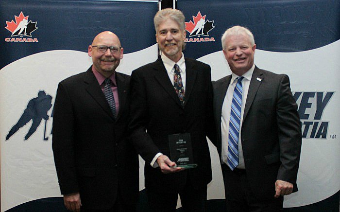 HockeyNS's tweet photo. Big congratulations go out to long-time minor hockey coach Tom Myketyn on receiving our @HockeyNS Award of Merit last night! #nsproud https://t.co/3C04ft2e0e