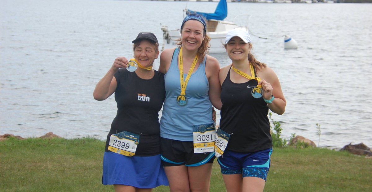 Celebrating a successful Lake Minnetonka Half Marathon!