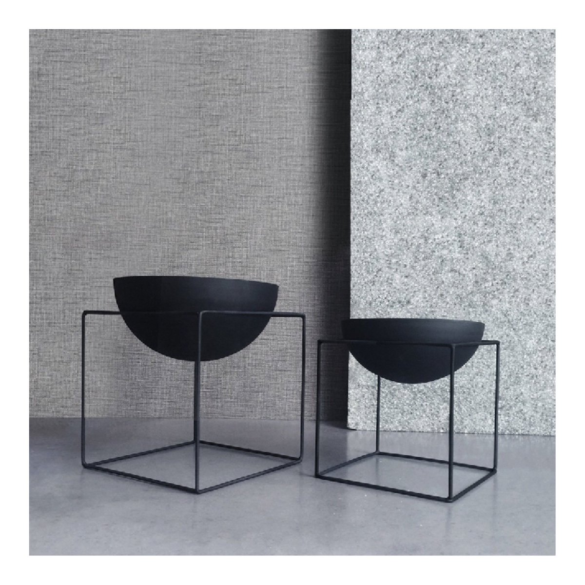 These Charcoal Besi Pot - Set Of 2 by Tyaga are made from steel and finished off with black brass spray paint #kufed #jakarta #indonesia