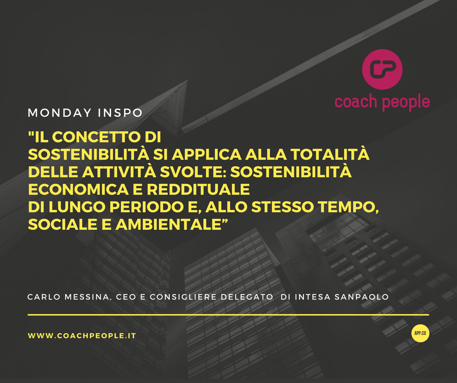 CP_coachpeople's tweet photo. #mondayinspo: #sostenibilità in azienda. L'impegno di @intesasanpaolo, tra le 20 imprese più sostenibili al mondo https://t.co/TExlzFVDBb