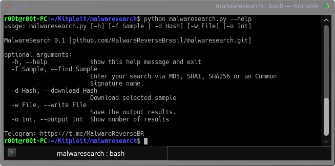 Securizame's tweet photo. ¿Qué opináis de esta linea de comando especial para buscar #Malwares que ofrece @KitPloit? #MalwareSearch #hacker https://t.co/Rh1CRlFJ3J? https://t.co/DbZJH4M91L