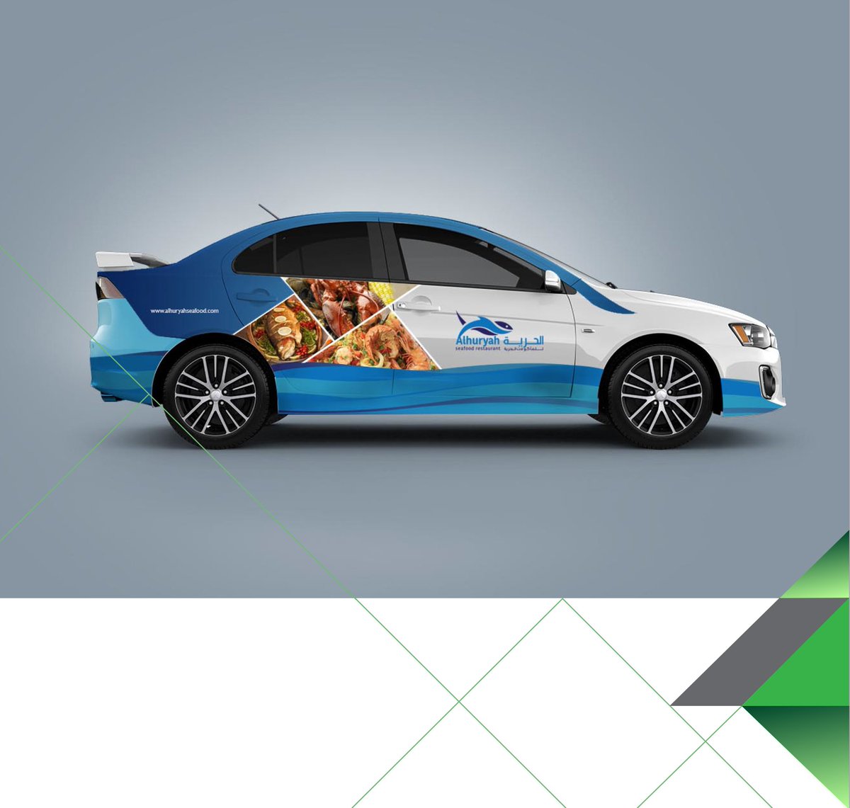 ebdaadv's tweet photo. Vehicle branding for Alhuryah seafood restaurant https://t.co/uQYhUojJFj