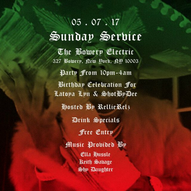 DeeDDT41's tweet image. Tonight @_SundayService @boweryelectric. Music by @EllaHussle @Keith_Savageee @shydaughter. …