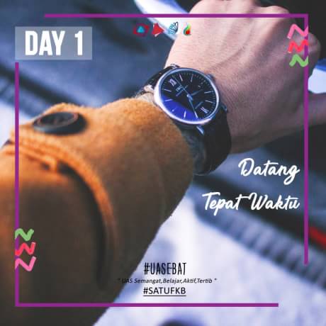 [UAS SEBAT]

Selamat pagi FKB, hari ini adalah hari pertama kita UAS!!
Yuk, siap-siap!
#UASEBAT
#UASemangatBelajarAktifTertib
#SATUFKB