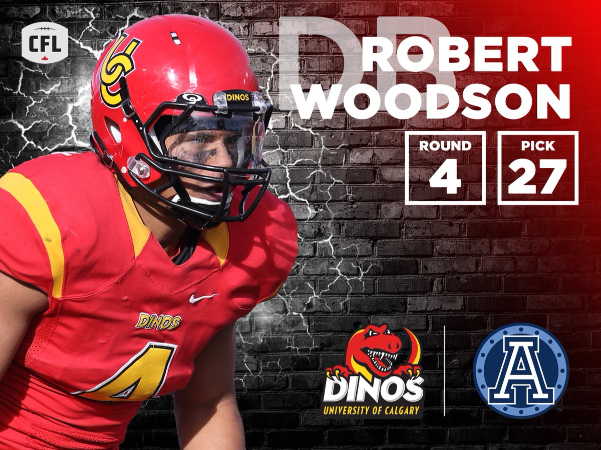 UCDinos's tweet photo. Drafted 27th overall - Robert Woodson goes to the @TorontoArgos! #GoDinos https://t.co/BHNAOHUWlU