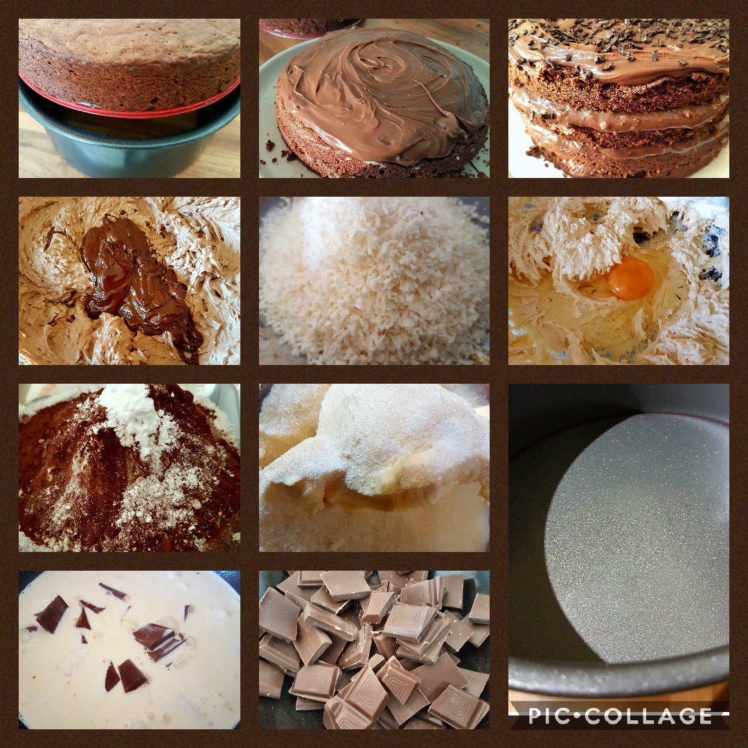 CHOCOLATE COCONUT LAYER CAKE #chocolate #misswilkinson #pushpan #coconut #baking #CREAM #cake #myrecipe #homemade #stork #chocolatecake