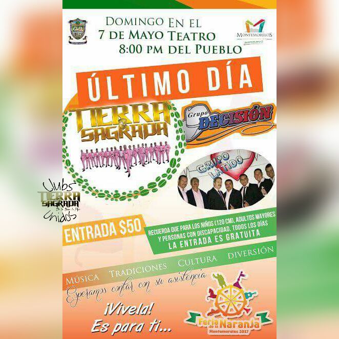 MarshelithaBL's tweet photo. Hoy @tierrasagrada1 en el Teatro del Pueblo de la Feria de la Naranja 2017 en Montemorelos, NuevoLeón
⭕ClubsUnidos⭕
#MalasTS @christiansol25 https://t.co/fFFKSuAomJ