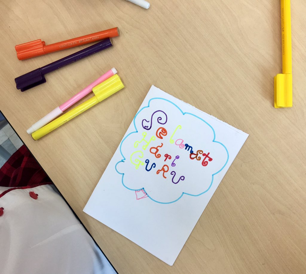 HISPrimaryBM's tweet photo. In conjunction of week of gratitude, students are creating their own "teacher's day" cards for their lovely teachers 👩🏻‍🏫💌 #Selamathariguru https://t.co/TpDgRS8NZ8
