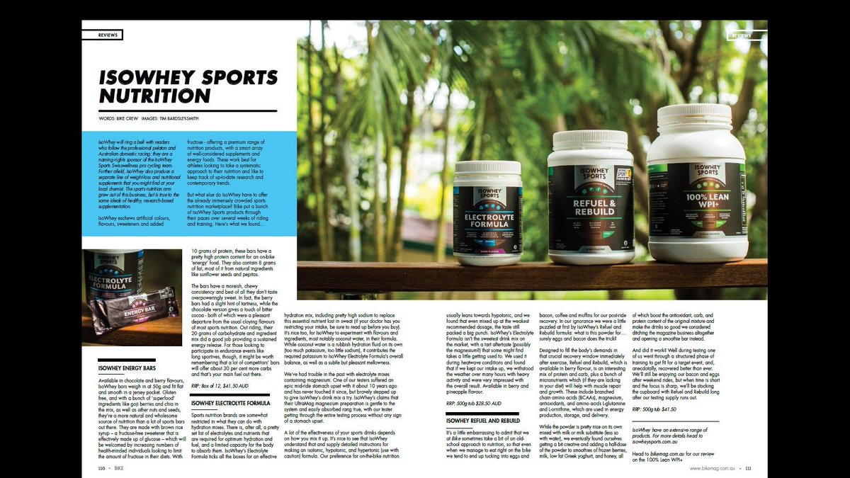 Nice read in this edition of bikemag.com.au about our major sponsor's products. Products backed by Science. <a href="/IsoWheySports/">IsoWheySports</a>
