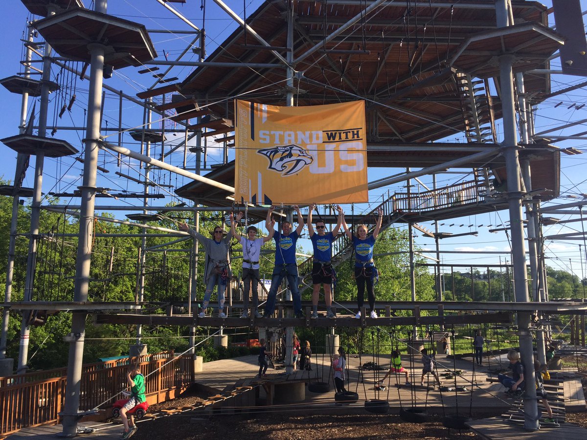 SOAR_Adventure's tweet photo. We are excited and celebrating the Preds playoff victory with our new banner! Go @PredsNHL and @Gnash00 #standwithus https://t.co/rqqUUkVZ1r