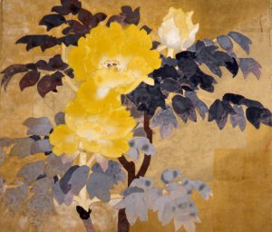 望月春江《黄牡丹》(山種美術館）。望月春江は大正8年に東京美術学校を