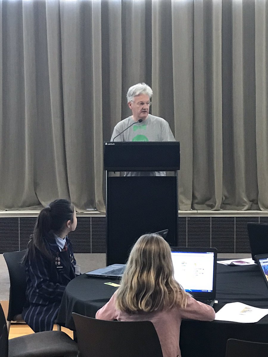 medickinson's tweet photo. One thing almost as awesome as watching 12 year old Amelia Lockley teach @PeterDunneMP to code was his bow tie @CodeClubNZ shirt! #TWNZ17 https://t.co/5zjxheBjgV