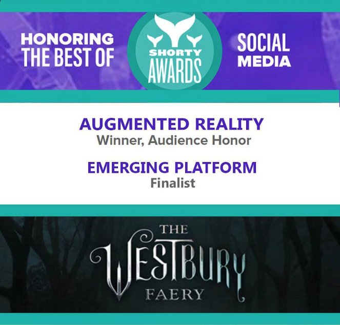 plotmedia's tweet image. Winners! Best Augmented Reality @shortyawards for #WestburyFaery! 👏 👏 👏  @LogCabinProd @TinyOwlWorkshop @Tezzabold @CMF_FMC @ScreenAustralia