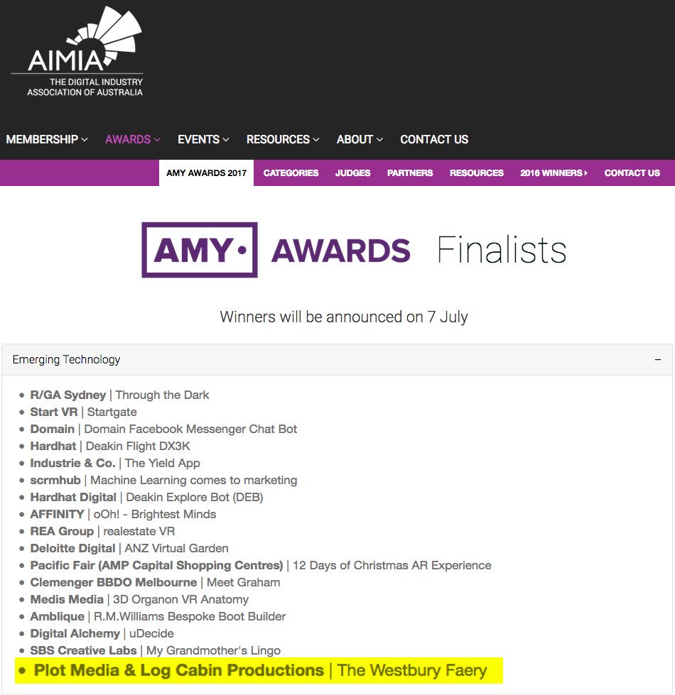 plotmedia's tweet image. #WestburyFaery strikes again! We are @AIMIANational Best Emerging Technology finalists—Australia's most prestigious digital industry awards!