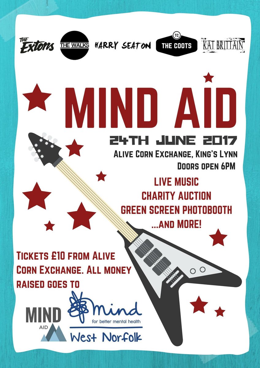 Pleased to support MindAid  <a href="/Theextonsmusic/">The Extons</a> <a href="/harryseaton/">Harry Seaton</a> <a href="/thecootsband/">thecoots</a> all money raised goes to <a href="/WestNorfolkMind/">West Norfolk Mind</a> kingslynncornexchange.co.uk/whats-on/event…