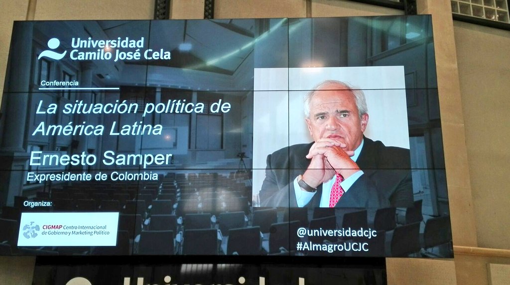 universidadcjc's tweet photo. Análisis de la situación política de América Latina en #AlmagroUCJC, con el expresidente de Colombia @ernestosamperp 
#compol #Internacional https://t.co/jLWgrnrXgu