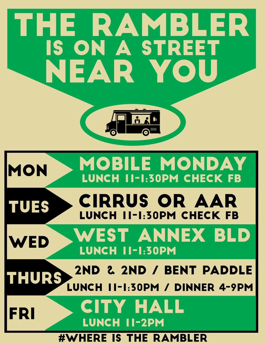 Weekly schedule #whereistherambler #duluthfoodtrucks #duluthfood #duluthexperience #duluth