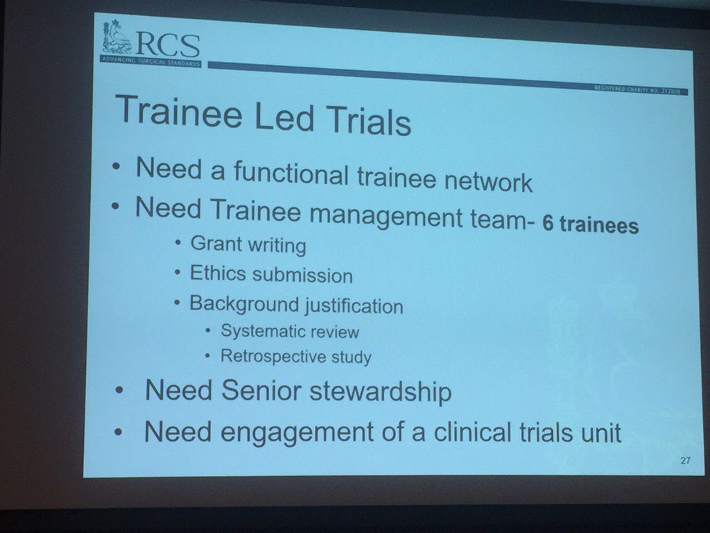 davidgyorki's tweet photo. Requirements for trainee-led clinical trials from Prof Dion Morton. "It can be done!" #DCAS17 #racs17 https://t.co/Qmolepqqvm