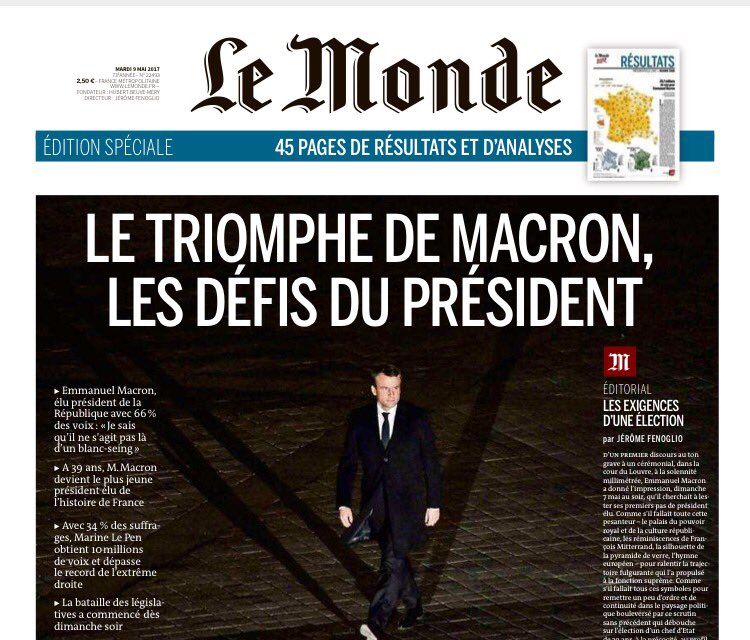 DionJack2's tweet image. Pour transformer un vote anti FN en "triomphe" d'Emmanuel Macron, oubliant l'explosion du vote blanc et des abstentions, les pros sont là.