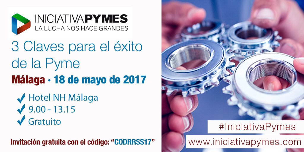 BusinessPlus_es's tweet photo. ✈️ #IniciativaPymes RUMBO A #MÁLAGA ✈️
💚💙❤️3 CLAVES para el éxito #pyme
🆓código: CODRRSS17
✍️https://t.co/G1L5J83ki4 https://t.co/2yksabMm8d