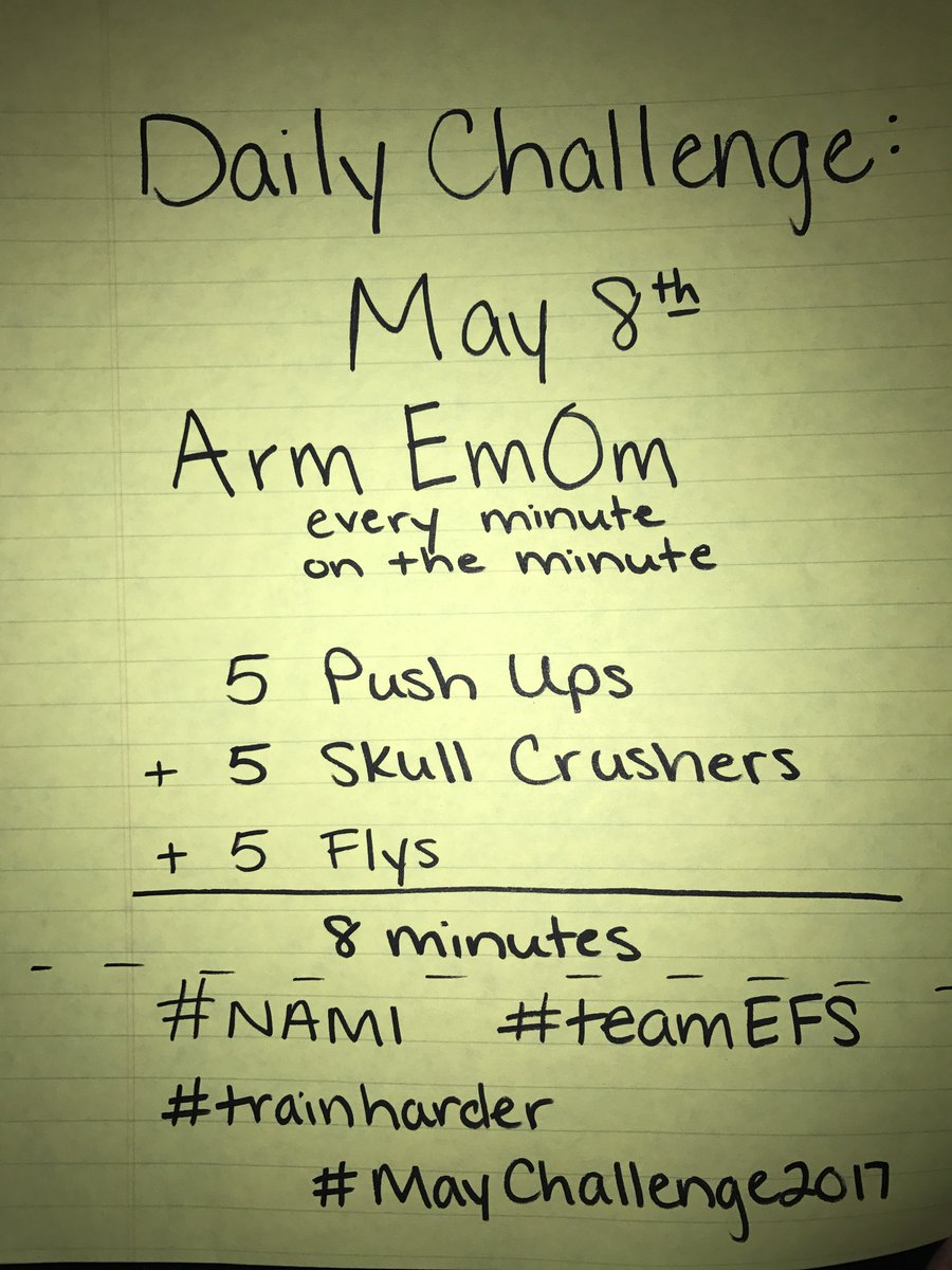 ExplosionFit's tweet photo. Daily challenge: May 8th, Arm EMOM!!! Do all three exercises, every minute, for 8 minutes. #nami #trainharder #maychallenge2017 #teamefs https://t.co/G6Qy4moA4l