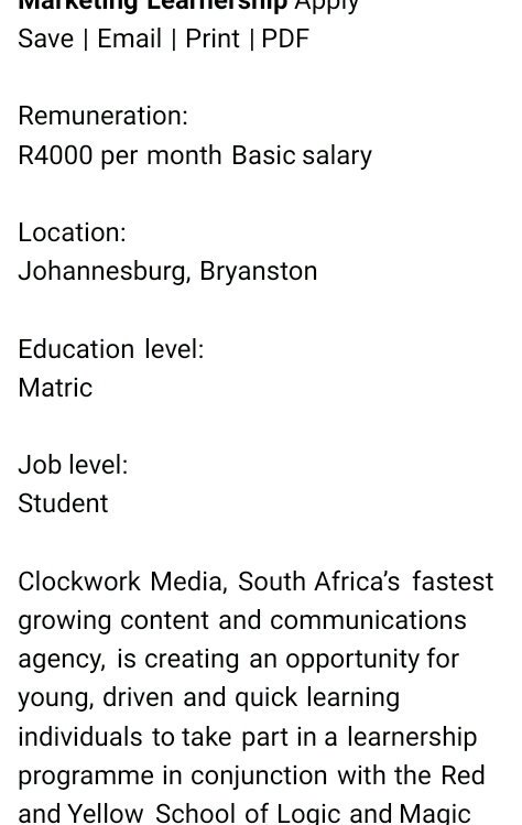 Sibongile_Dust's tweet photo. Marketing learnership 👇opportunity guys please RT for awareness #JobSeekersSA https://t.co/iTjHPV43wl
