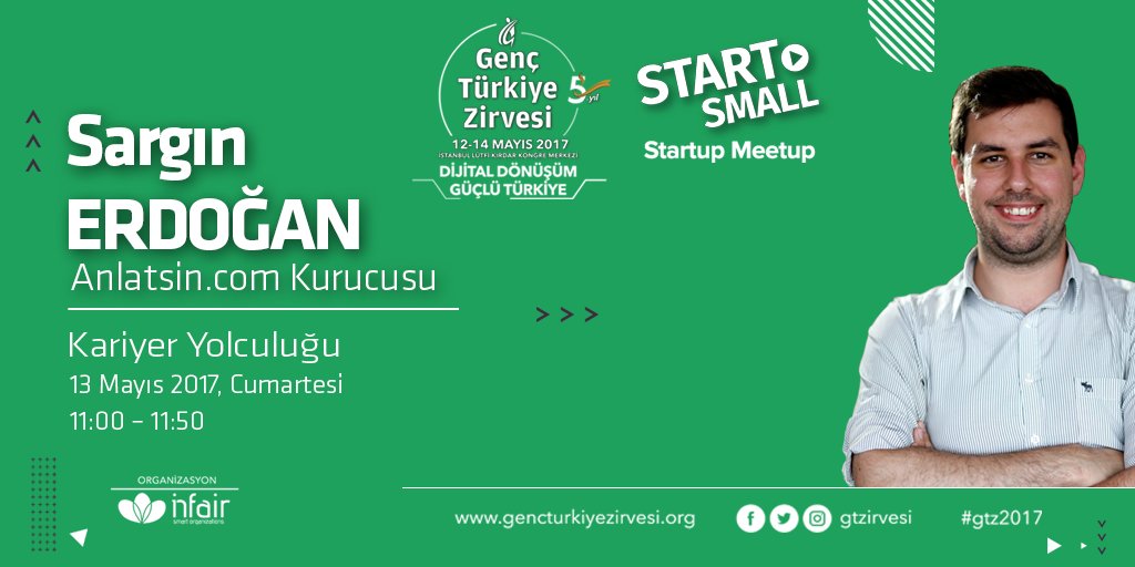 Startup Meetup'ta Kariyer Yolculuğu oturumunda Anlatsin.com kurucusu <a href="/sarginerdogan/">Sargın Erdoğan</a> görüşlerini katılımcılarla paylaşacak.