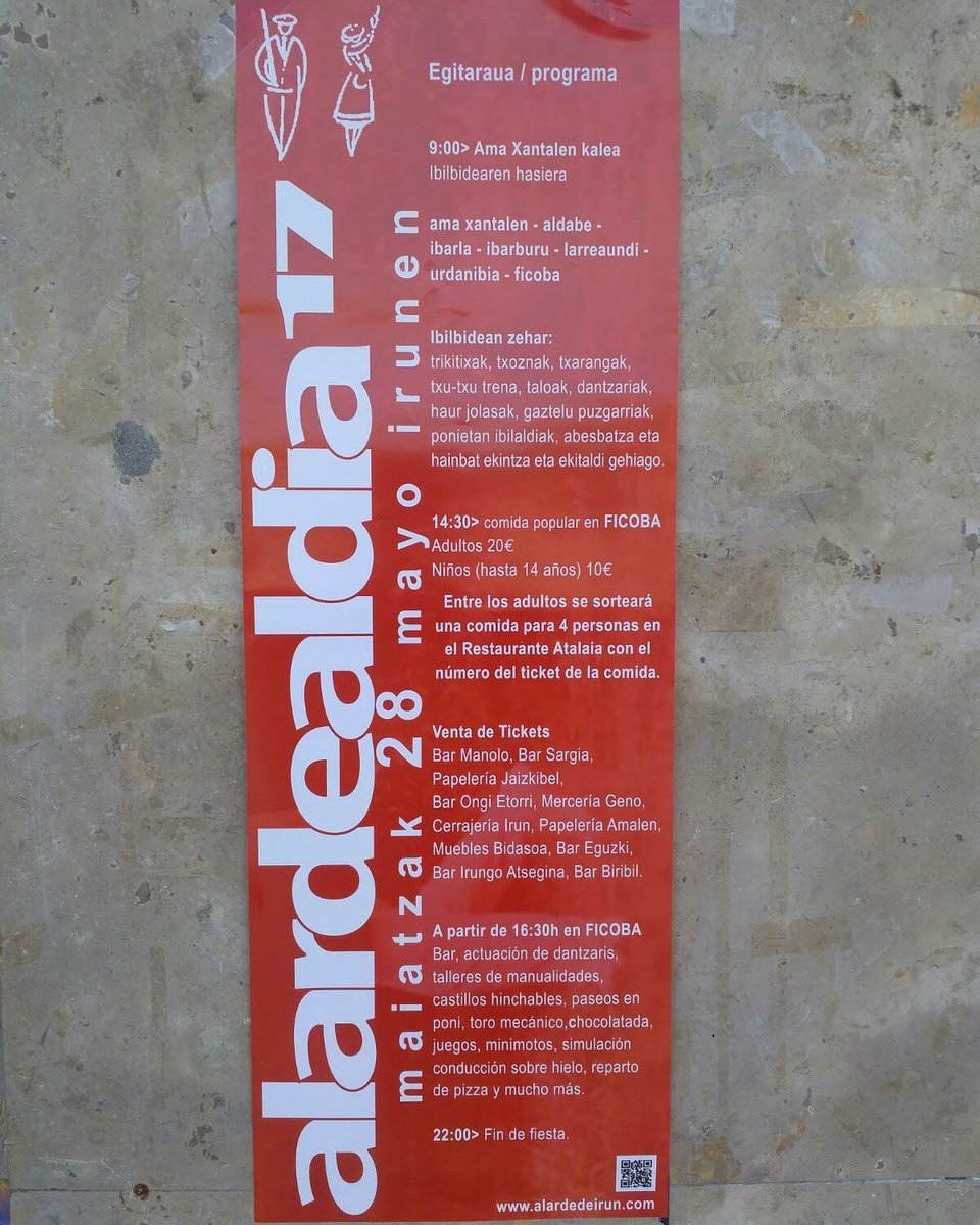 IrungoAlardea's tweet photo. ¿Un lunes largo? Falta menos para el Alardealdia que llega el 28 de mayo. ¡Ya están a la venta las entradas para la comida! #IrungoAlardea https://t.co/XmoUrOGktc