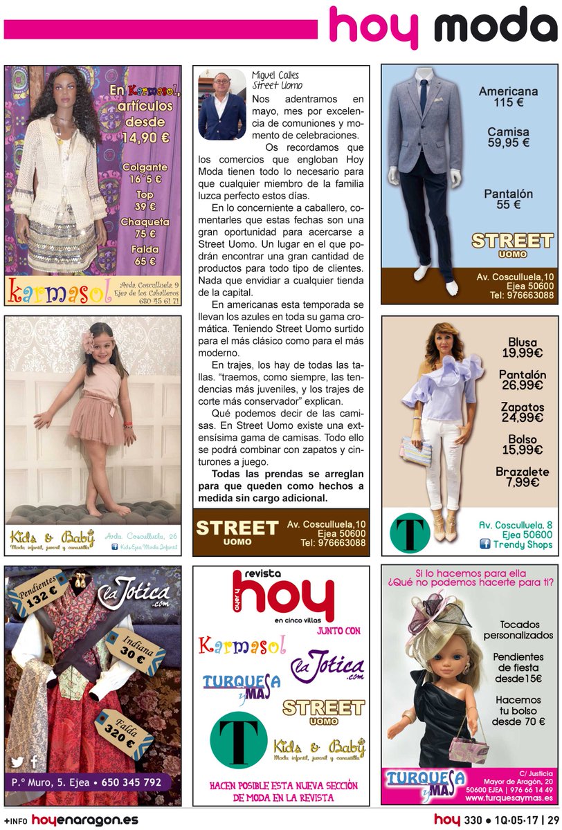Nuestro especial Hoy Moda nos acerca las mejores ofertas de estilo y para todos los gustos y edades. #comerciolocal #comprarenEjea #moda