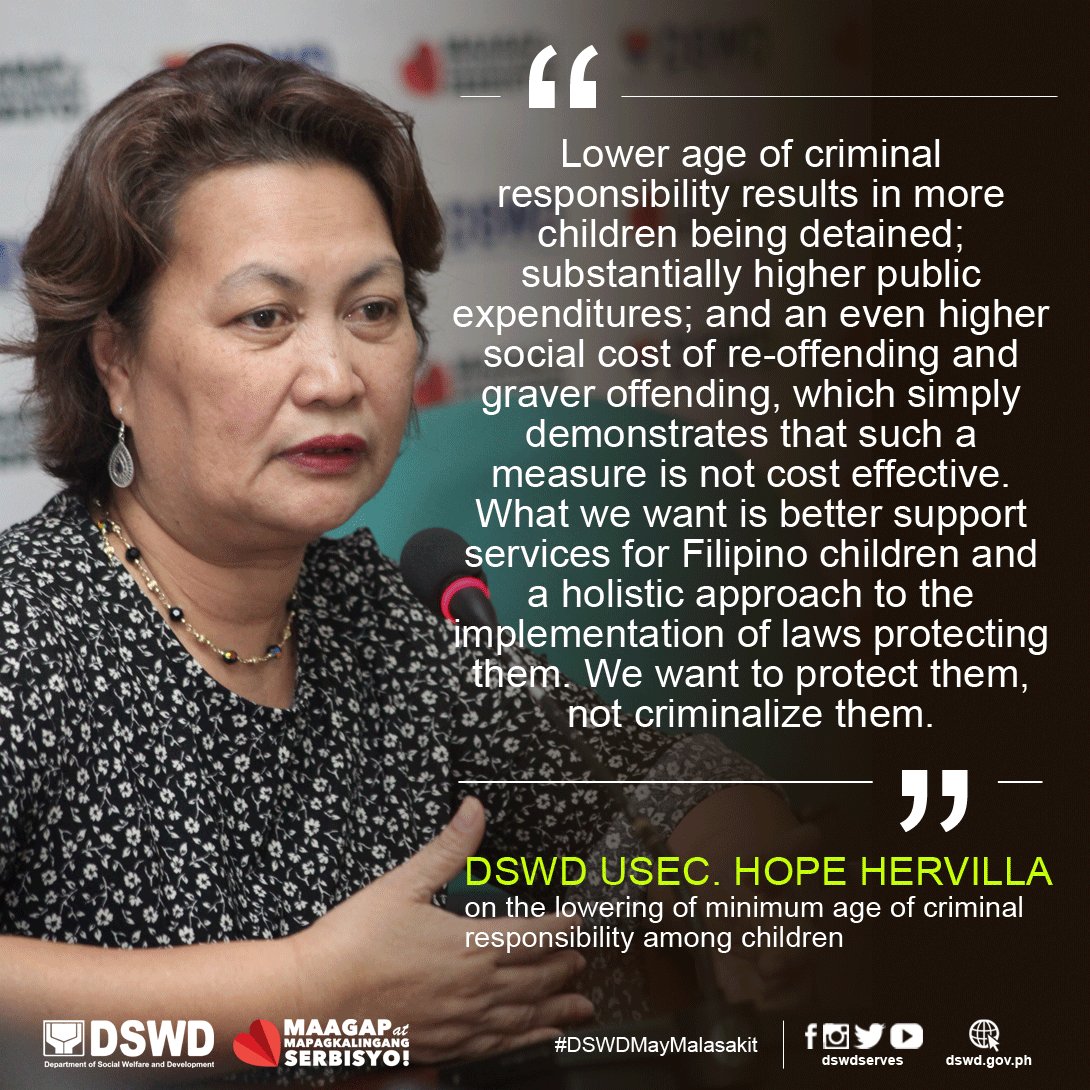 dswdserves's tweet photo. "Children in conflict with the law can be rehabilitated and led away from a life of crime" - Usec. Hope Hervilla @sec_judy #DSWDMayMalasakit https://t.co/hyUq7Z8Ic4