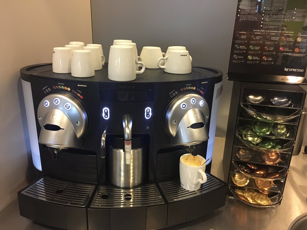 BertWolters's tweet photo. A new week, starting with a day with @dvd76 at a finance customer, with a new coffee machine.. #Dpm2016 https://t.co/eScSDZ9Y11
