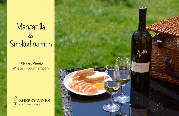SherryWinesUK's tweet photo. #ManzanillaMonday let's kick things off with Manzanilla &amp; Smoked Salmon in our #SherryPicnic. What's in your hamper? https://t.co/wm1s9erOZi https://t.co/HyQvx23gMo