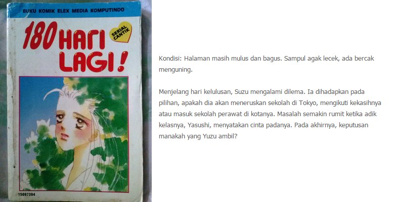 OAbukubekas's tweet photo. Jual #KomikSecond 180 Hari Lagi by Mio Matsumoto hanya Rp 8.500, pemesanan klik https://t.co/wdRHMBt8st https://t.co/3EzrgdDBwE