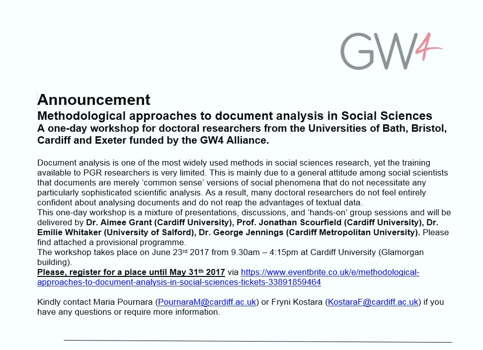 DrAimeeGrant's tweet photo. Super excited to be involved in delivering this #GW4 funded #documentaryanalysis training @MariaPournara @cardiffuni https://t.co/VL9XezcrrF https://t.co/7vletVArCQ