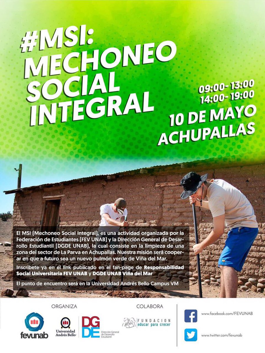 fevunab's tweet photo. Inscribete para el Mechoneo Social de este Miércoles 10 en achupallas. Necesitamos de tu ayuda. ¡Estaremos en el patio! 😉 https://t.co/NuequUTIAA