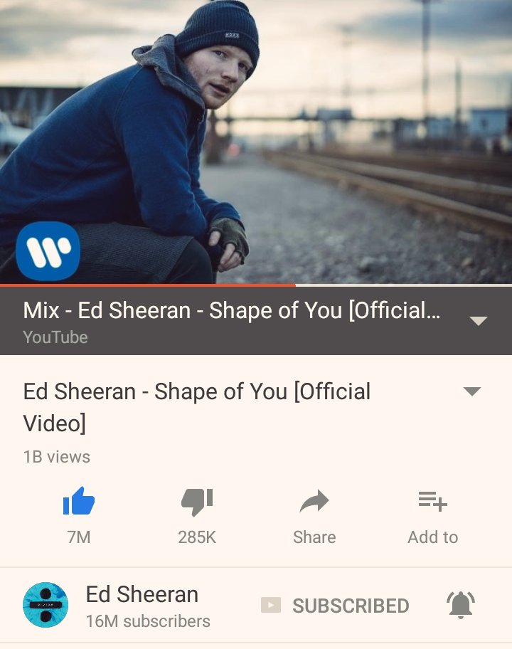 superjules69xxx's tweet photo. @edsheeran Woof !! 1 billion baby ๐
#shapeofyouvideo #EdSheeran #divideera https://t.co/DW9a27rsow