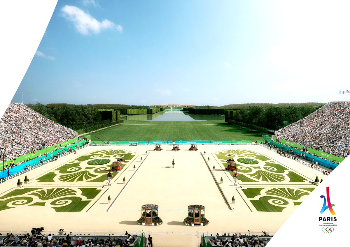 Paris2024's tweet photo. #VenezPartager le @CVersailles aux couleurs du #JumpingVersailles et #Paris2024 ce week-end 🏇 Un décor extraordinaire pour l'équitation 😉 https://t.co/oJy86CPKb9