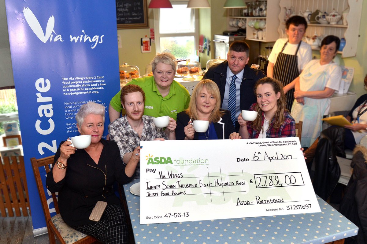 Big donation from <a href="/AsdaFoundation/">Asda Foundation</a> <a href="/asdaportadown/">Elaine</a> to put an NI Community Group on the road with a new vehicle.  £28k to <a href="/ViaWingsDromore/">Via Wings</a>