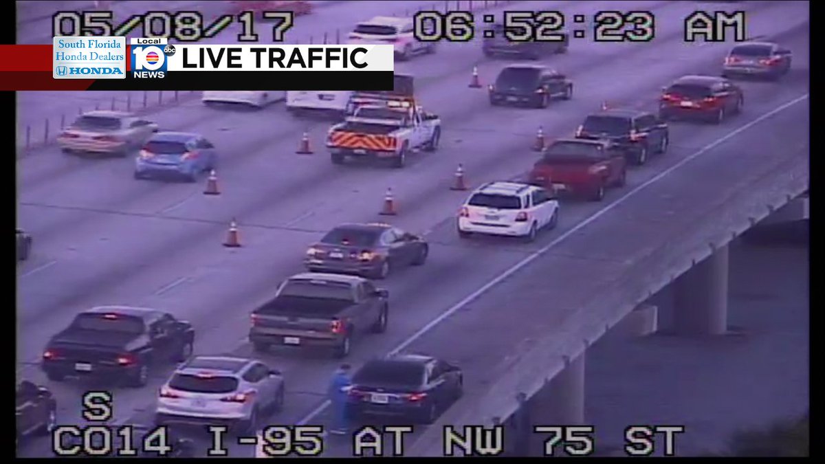 2 Center lanes blocked on I-95 SB at NW 79th St #traffic https://t.co/cp7AdCsG8D