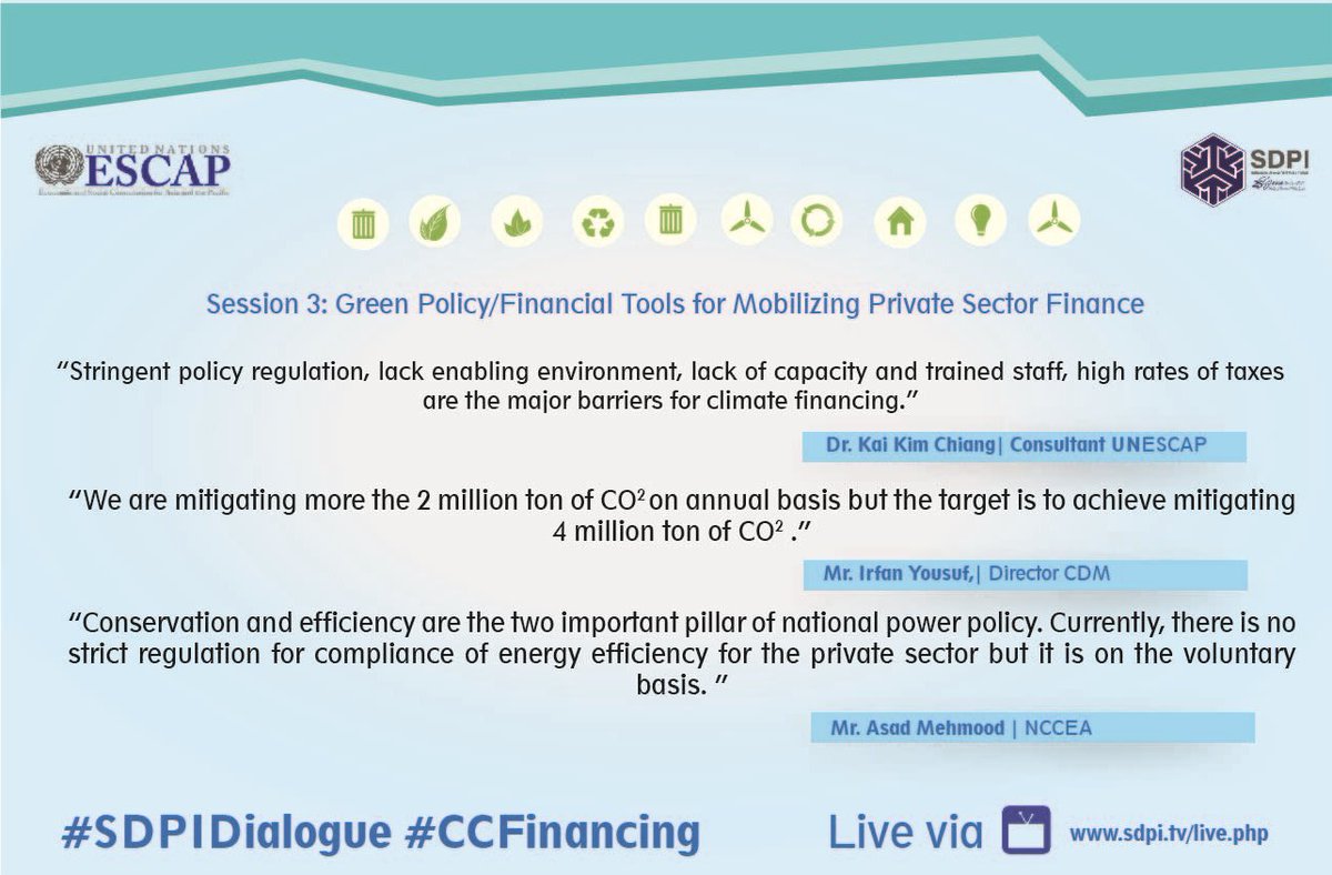 SDPIPakistan's tweet photo. Panelist presented potential financial tools for use by Central Banks identified at the global level at #SDPIDialogue on #CCFinancing. https://t.co/uhbswYZ0TL
