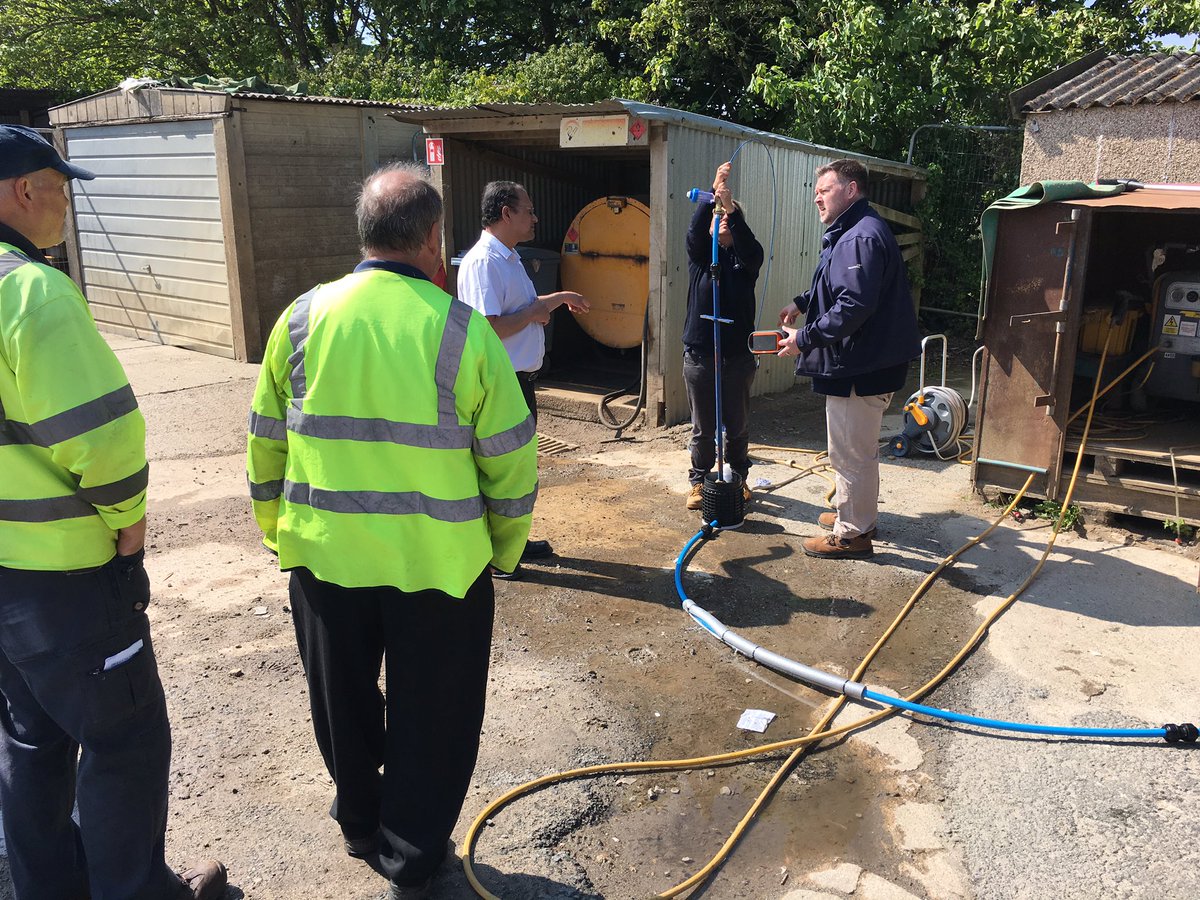 JoeMansLS's tweet photo. Sun's out for PipeMic demo at @SouthWestWater &amp; @kiergroup 
And no one got wet this time! https://t.co/2RIC3mqH13
