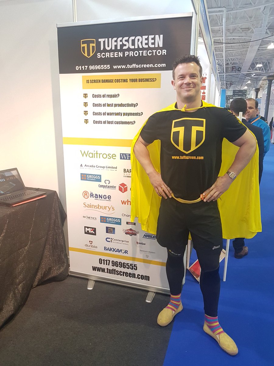 Beyond_Touch's tweet photo. Superheroes that keep your screens in the best of condition! Thanks for the #RBTE2017 interview @Tuffscreen Article in next @ScreenMediaMag https://t.co/60wORkKbB8