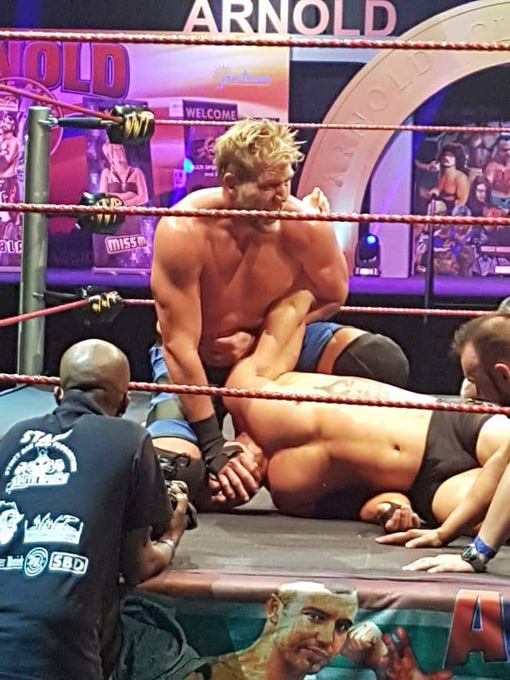 Mark_Beale's tweet photo. JACK Swaggers first match since leaving the WWE was In South Africa last night at the WWP "WAR OF PRIDE" Wrestling  Show at Arnolds Africa.. https://t.co/98dN7aZ6p9